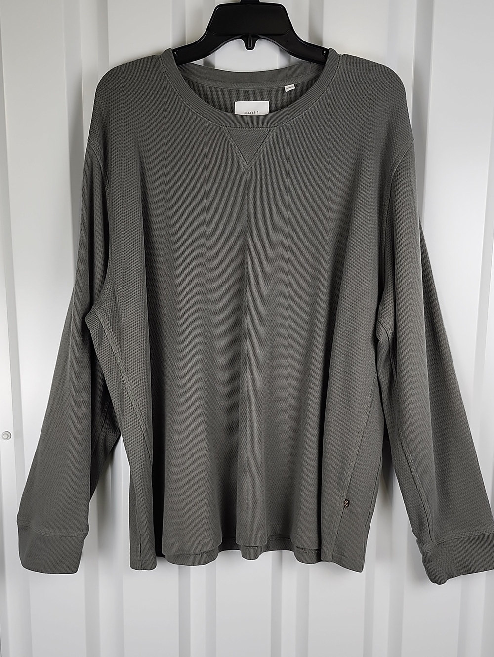 Billy Reid Mens Gray Waffle Knit Crewneck 100% Organic Cotton Sz XXL Comfort EUC